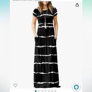 HAOMEILI Women’s Short Sleeve Long Maxi Casual Dress With Pockets